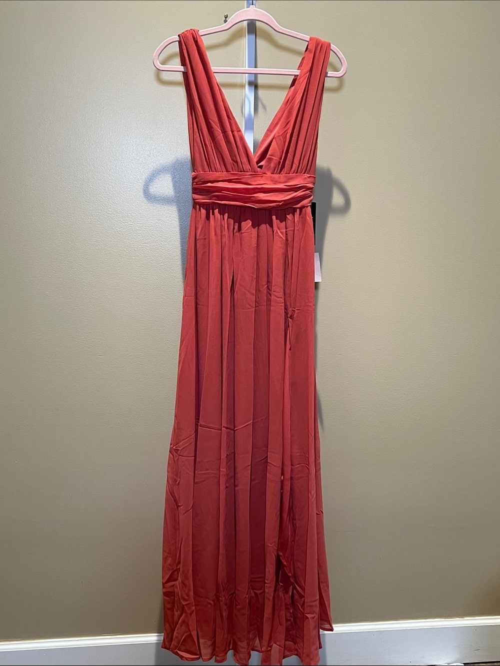 Lulu's Coral V-Neck Maxi Dress - Picture 1 of 3